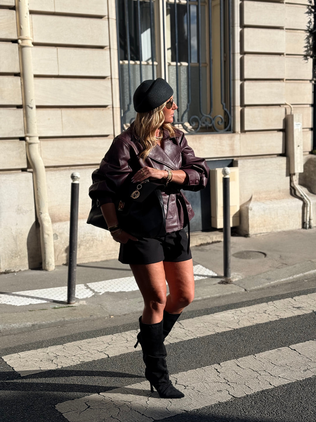 Veste similicuir ceinture Bordeaux 202333
