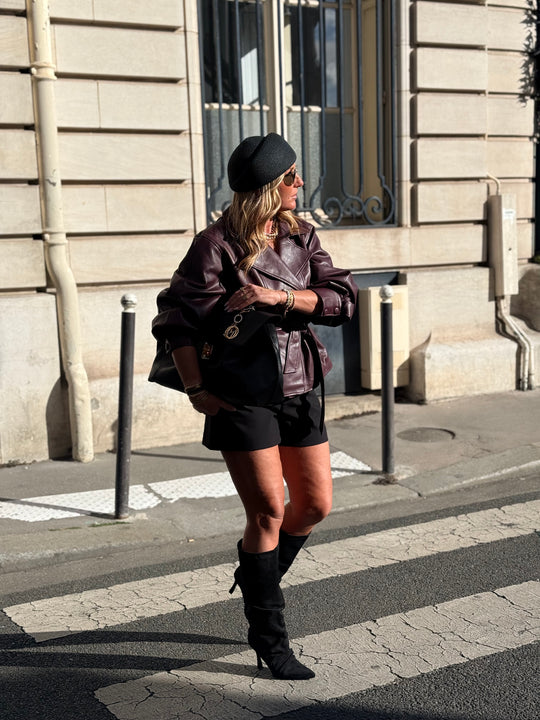 Veste similicuir ceinture Bordeaux 202333