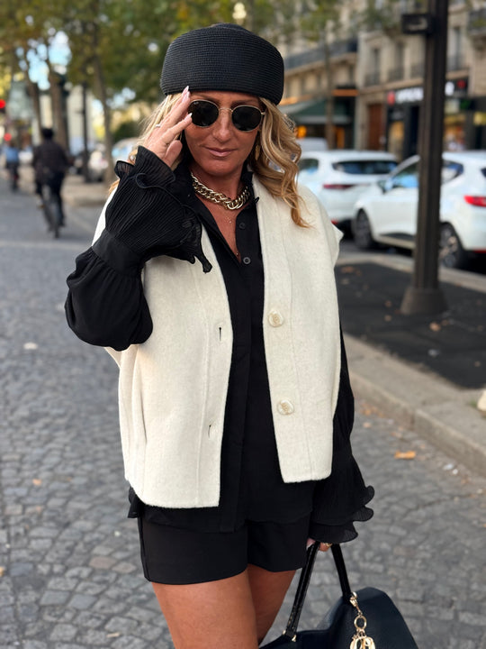 Gilet laine sans manches TINA 716809 Ecru