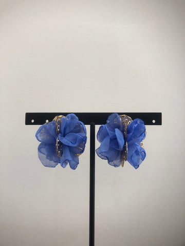 Boucles d’oreille fleur bleu