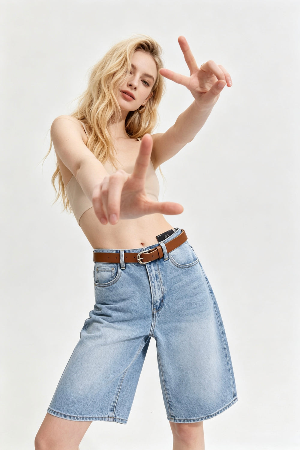 Jean Bermuda ceinture S8060