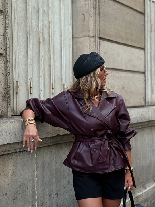 Veste similicuir ceinture Bordeaux 202333