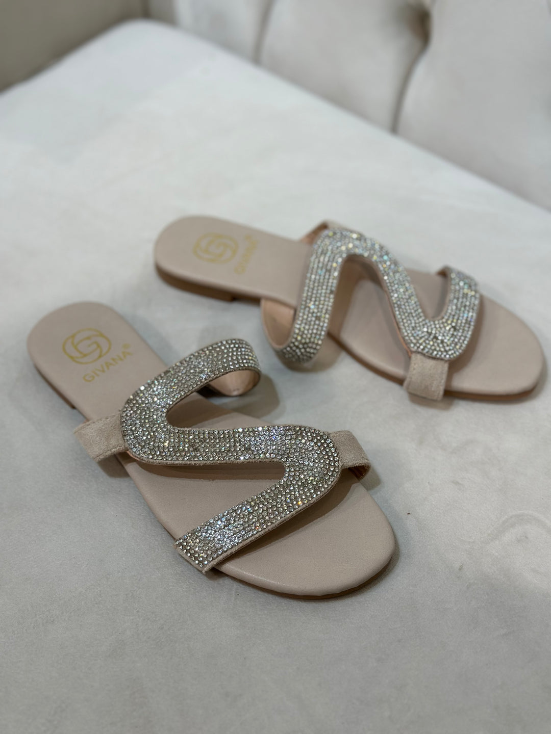 Claquette strass S beige RQUEEN Paris