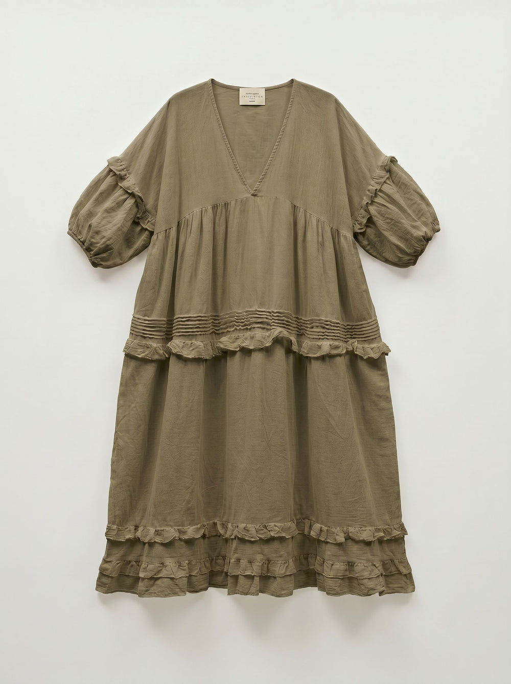 Robe kaki ample à volant 5524