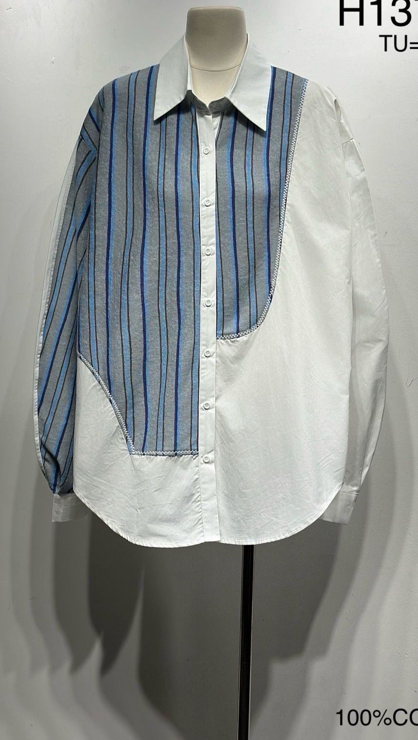 Chemise oversize patchwork rayée 13709