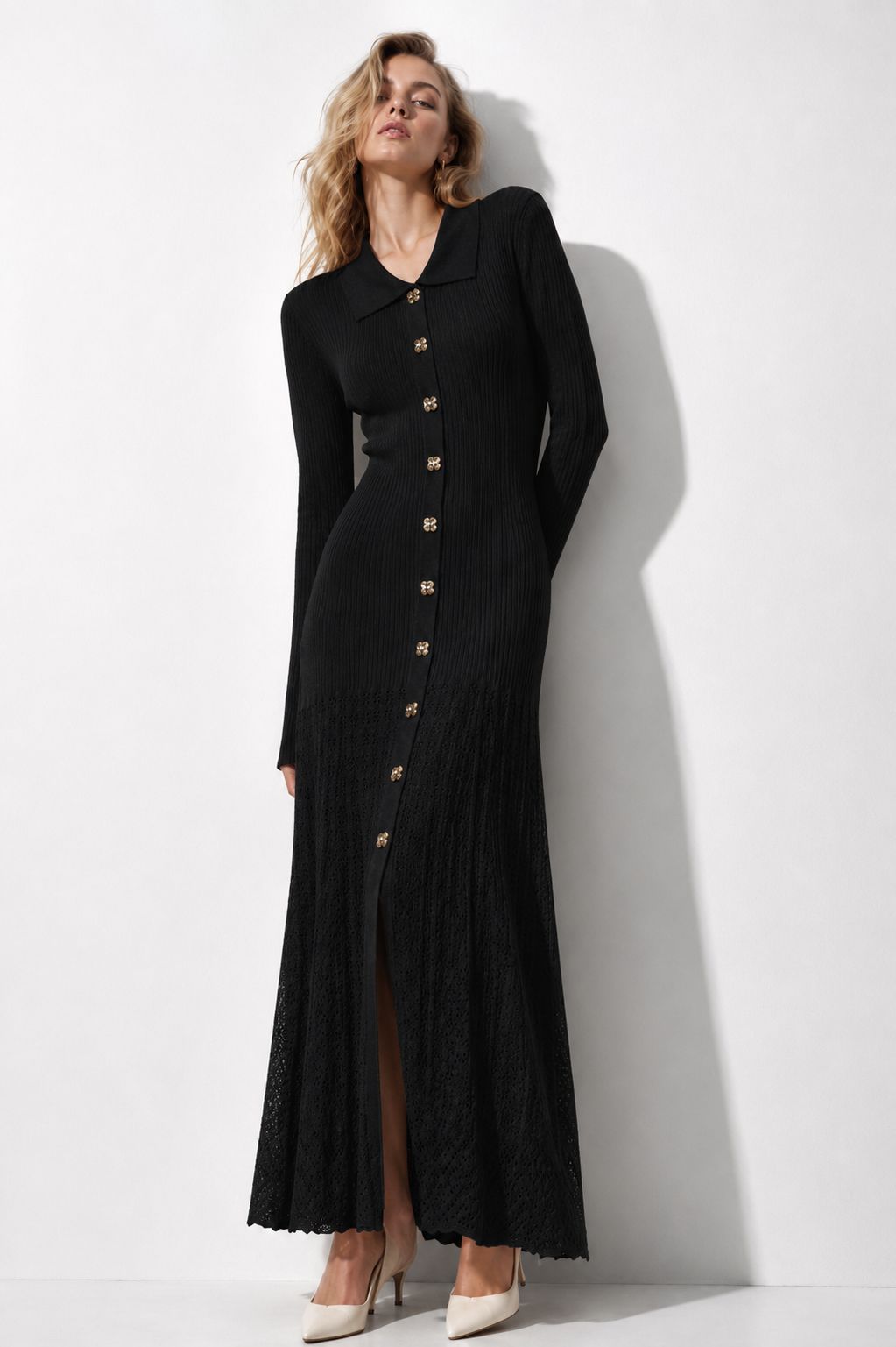 Robe pull longue NOIR 13235