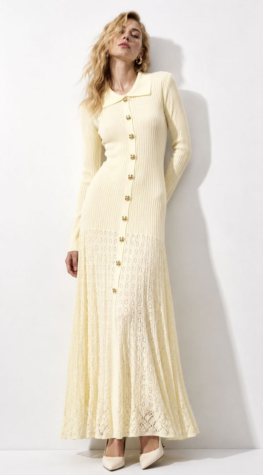 Robe pull longue JAUNE CLAIR 13235
