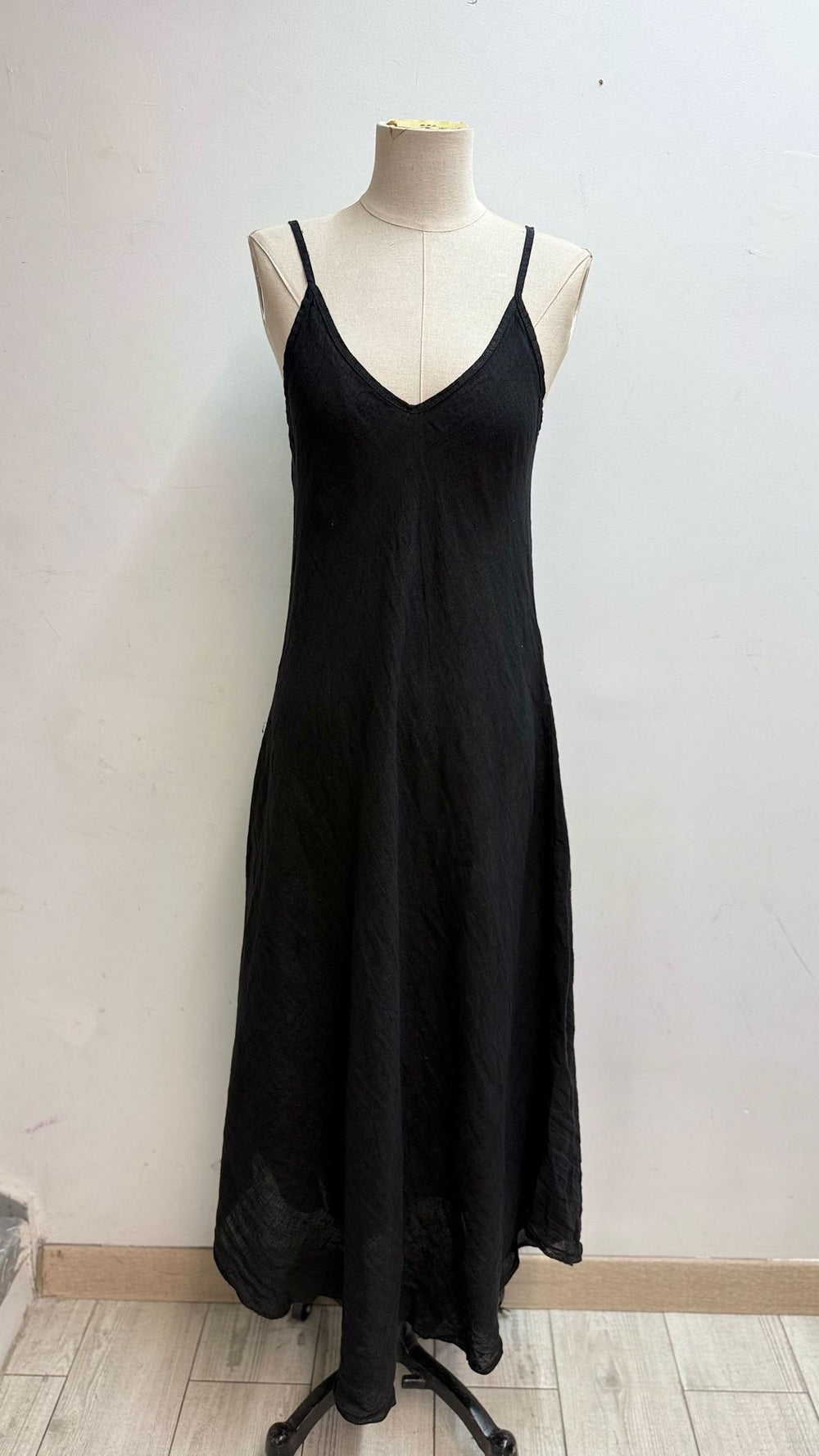 Robe longue en lin NOIR 25281