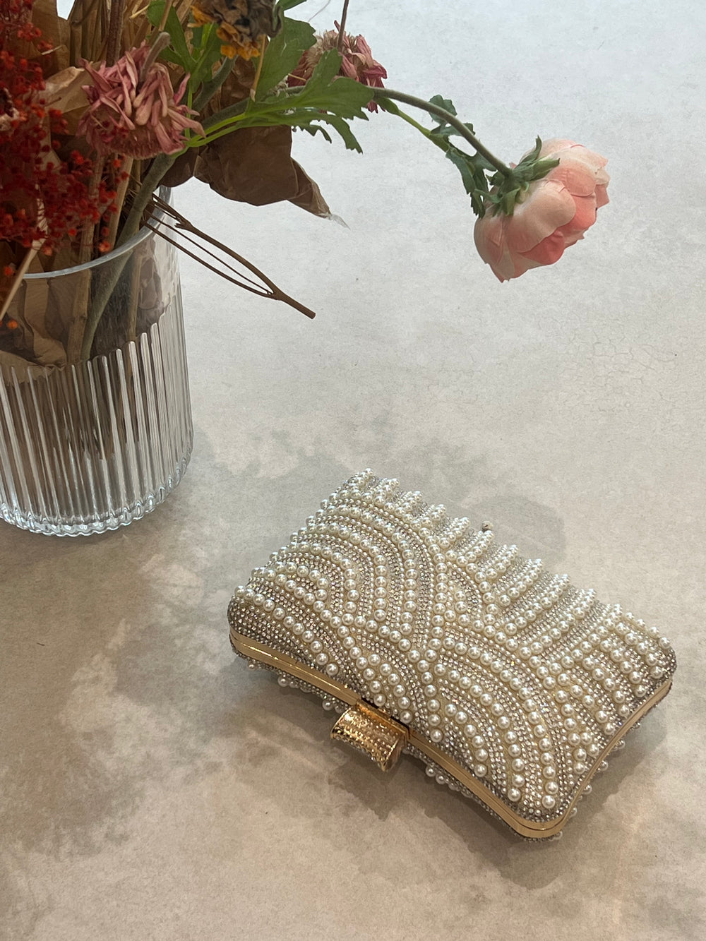 Pochette perles doré 009