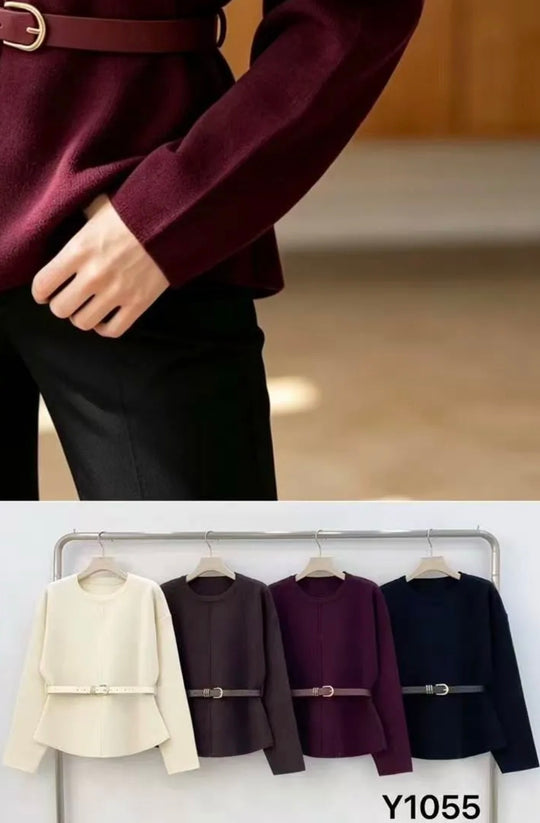 Pull ceinture à la taille Y1055