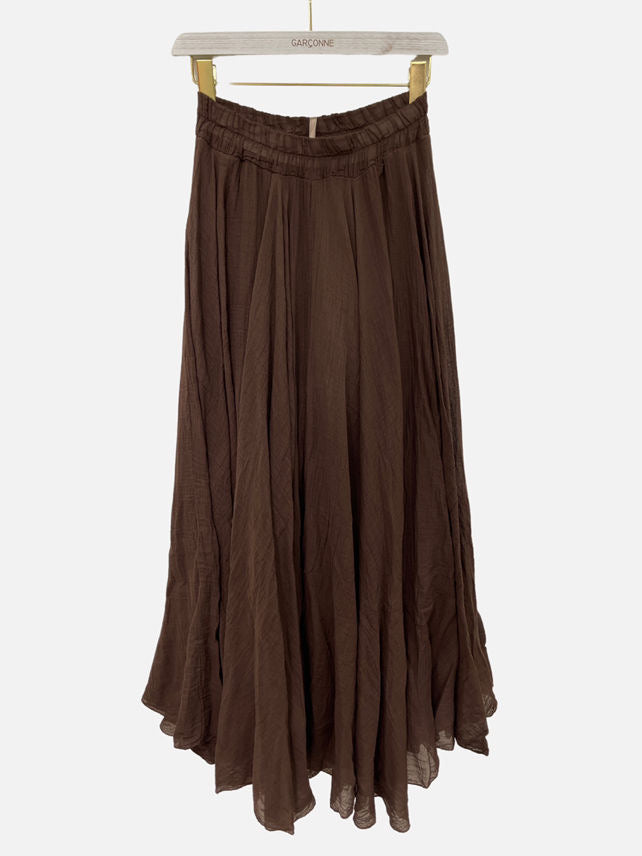 Jupe fluide uni volant choco SANDRA EL803921