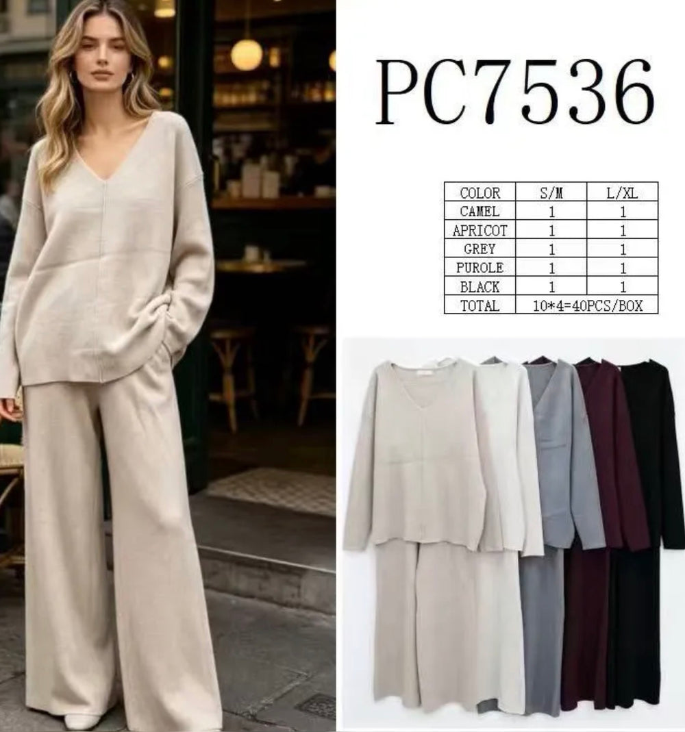 Ensemble pull col V + pantalon PC7536