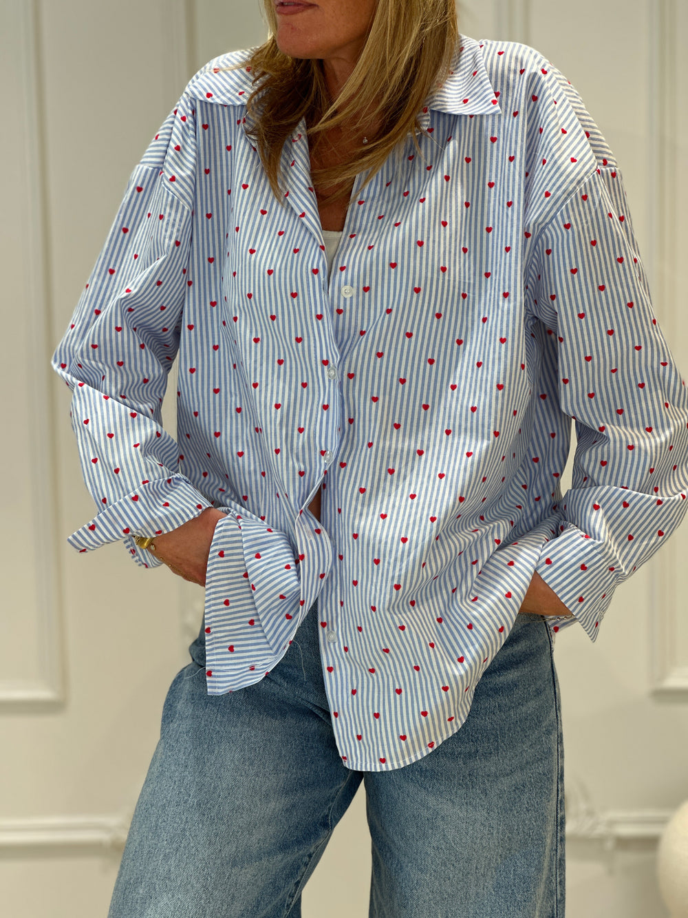 Chemise rayure bleu aux cœur