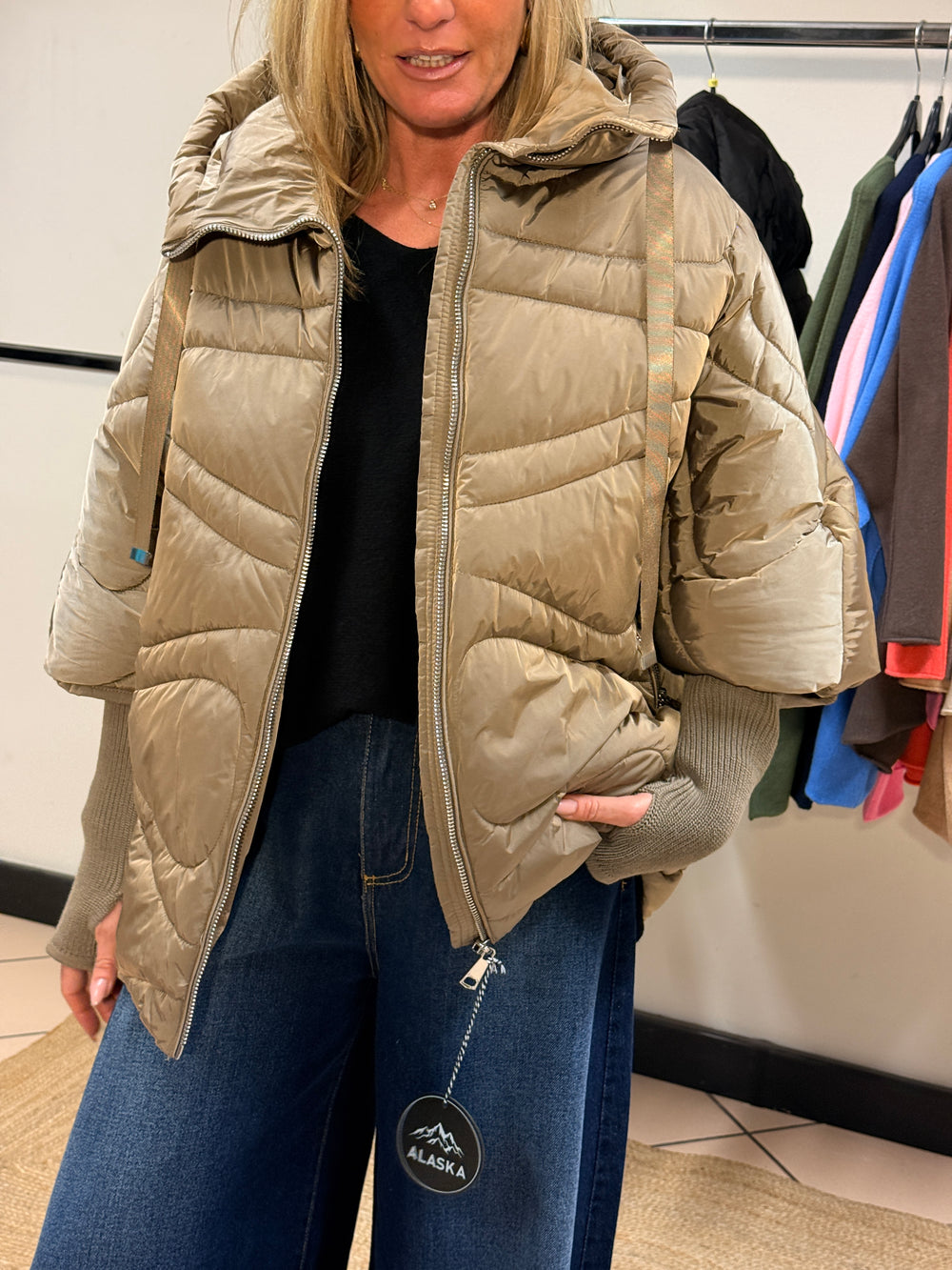 Doudoune manchette Taupe