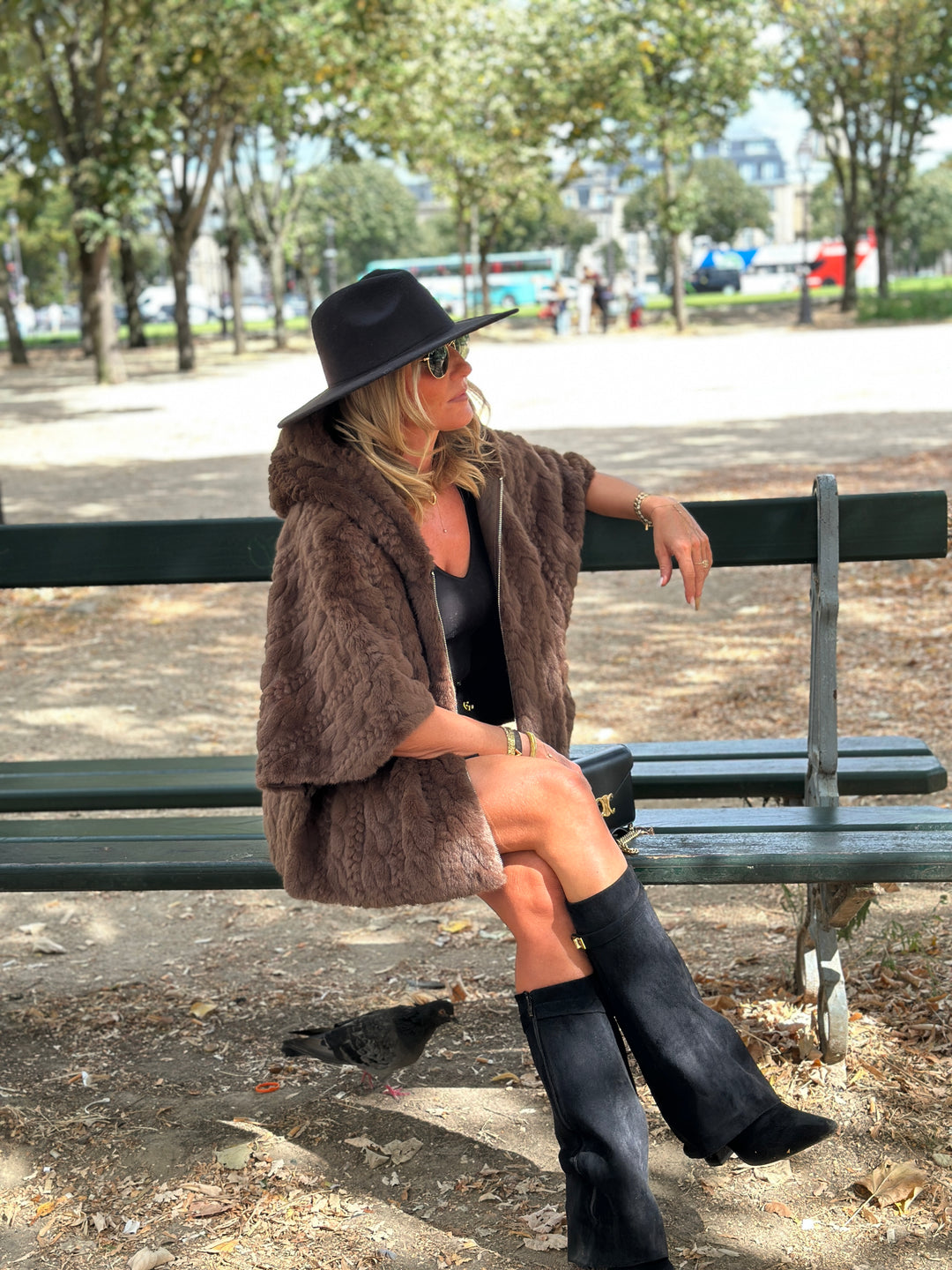 Veste fourrure tressé capuche Choco Abella 3113