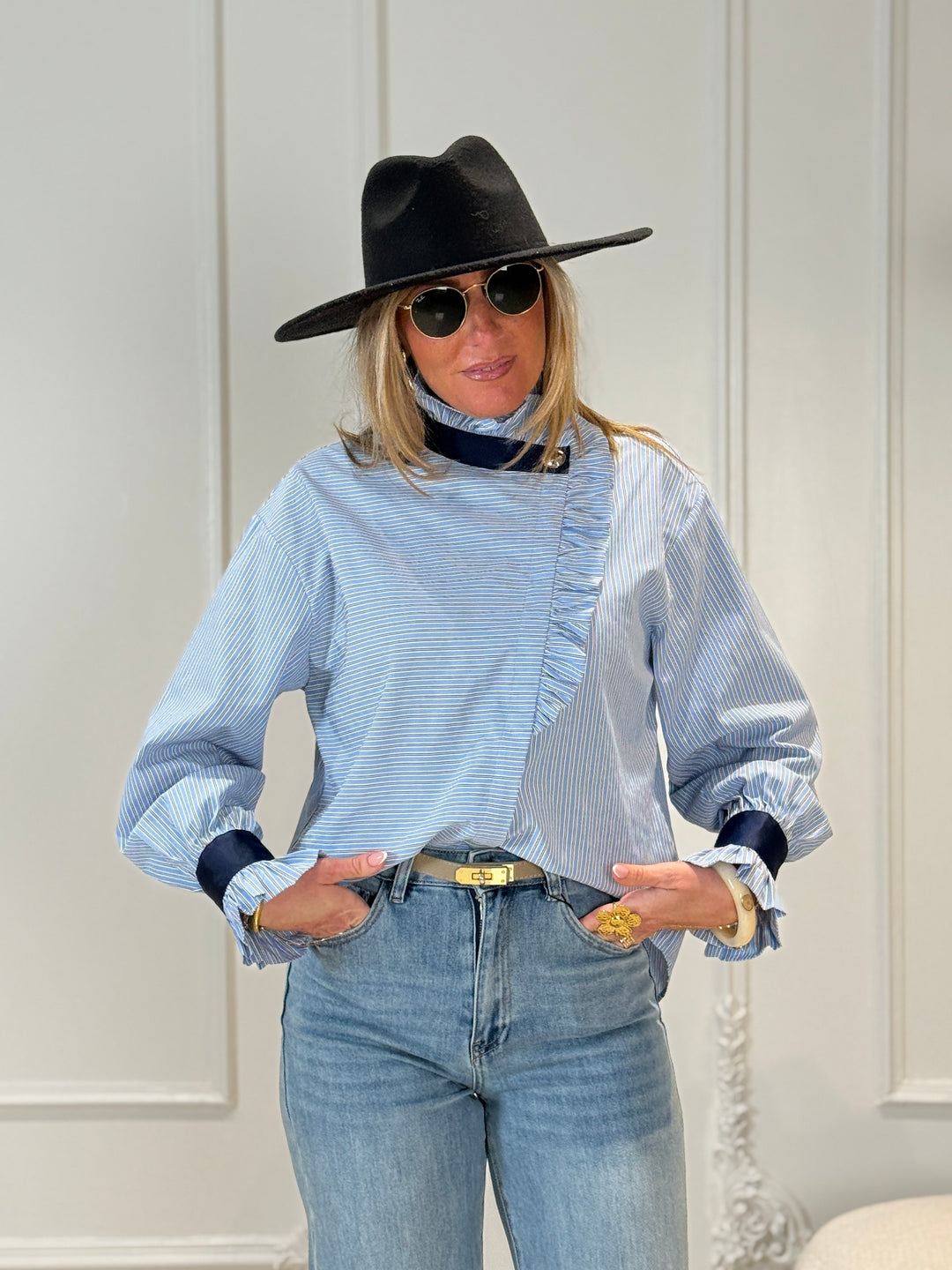 Chemise rayure col croisé 5182