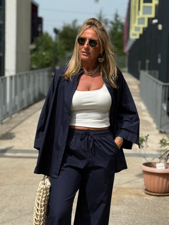 Chemise oversize bleu marine 970