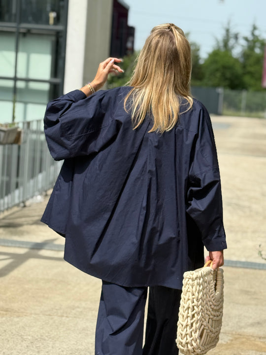 Chemise oversize bleu marine 970