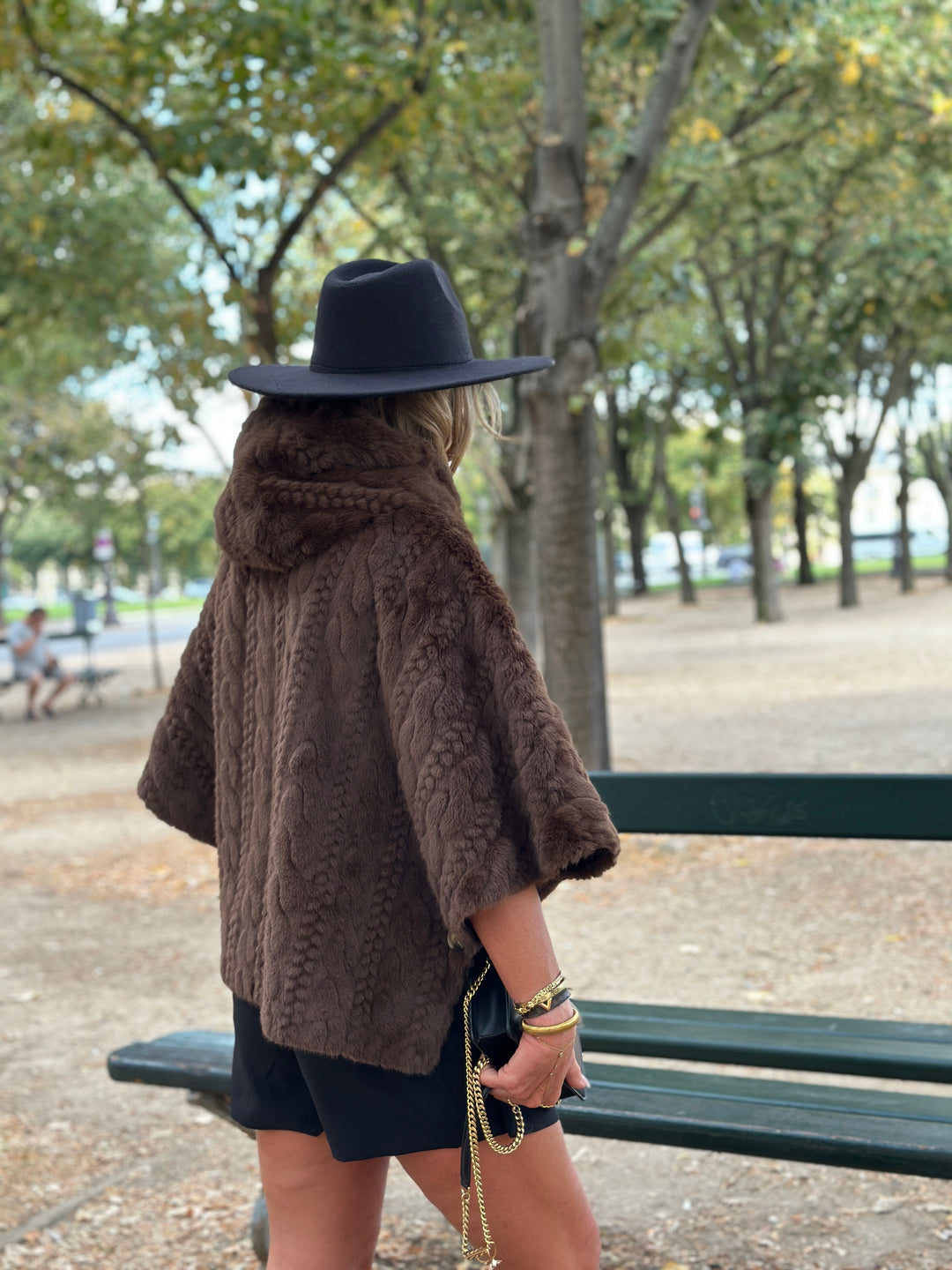 Veste fourrure tressé capuche Choco Abella 3113