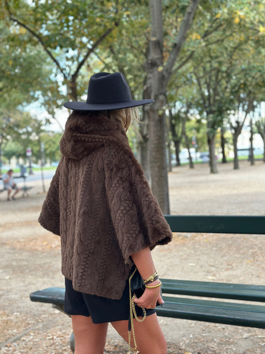 Veste fourrure tressé capuche Choco Abella 3113