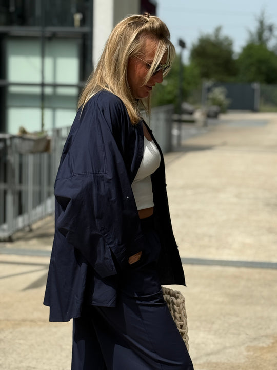 Chemise oversize bleu marine 970
