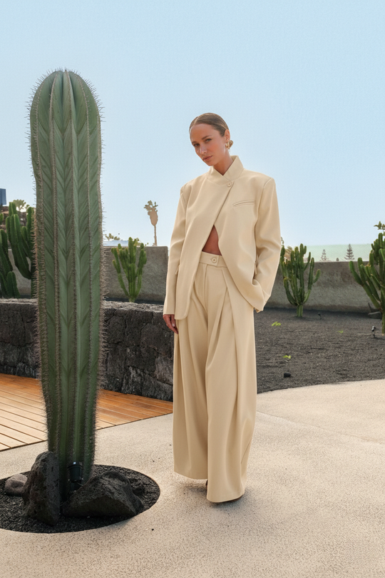 Blazer croisé Uni Beige claire