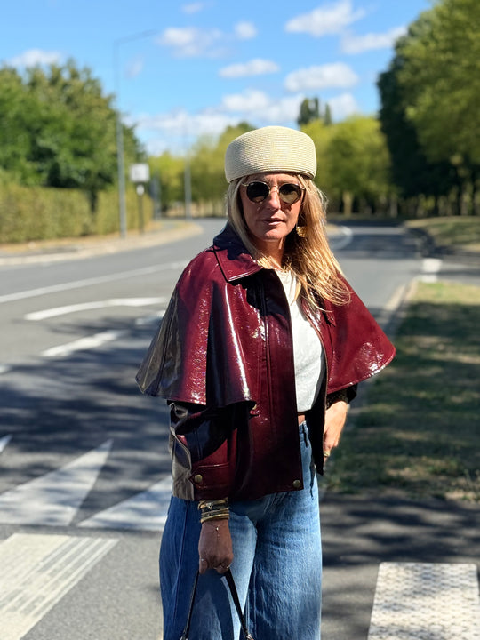 Veste cape similicuir Bordeaux 526