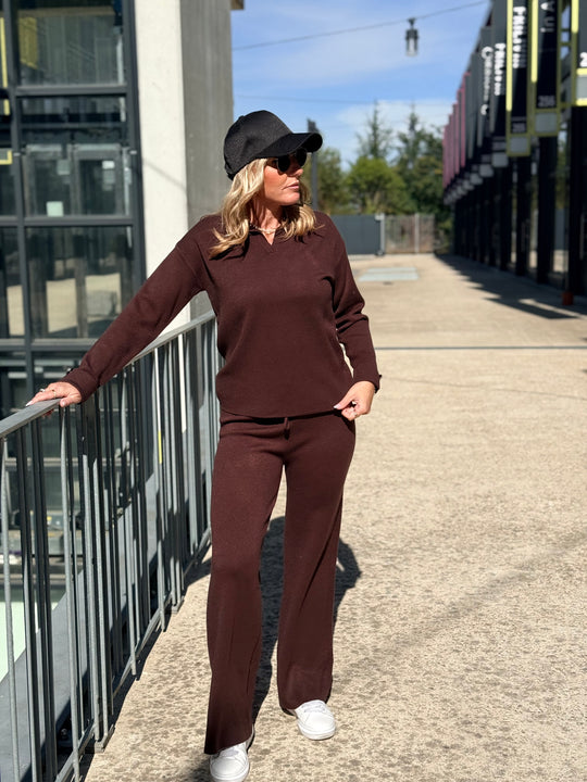 Ensemble pull col polo + pantalon W2606