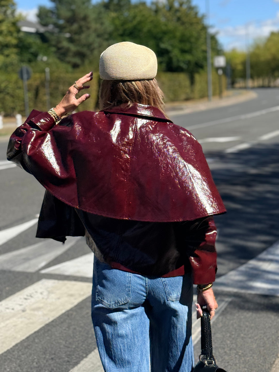 Veste cape similicuir Bordeaux 526