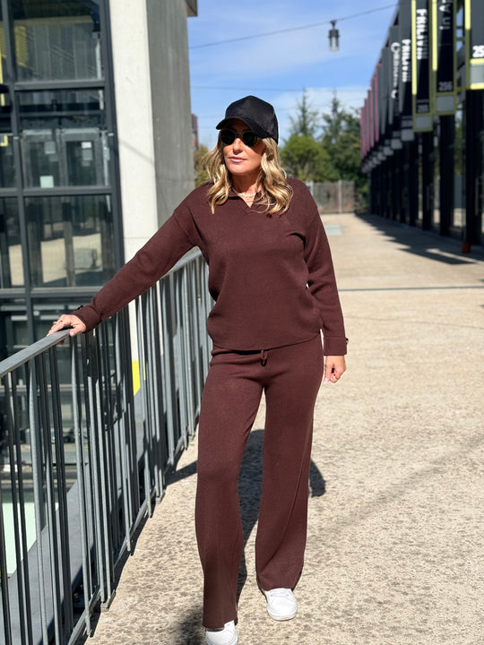Ensemble pull col polo + pantalon W2606