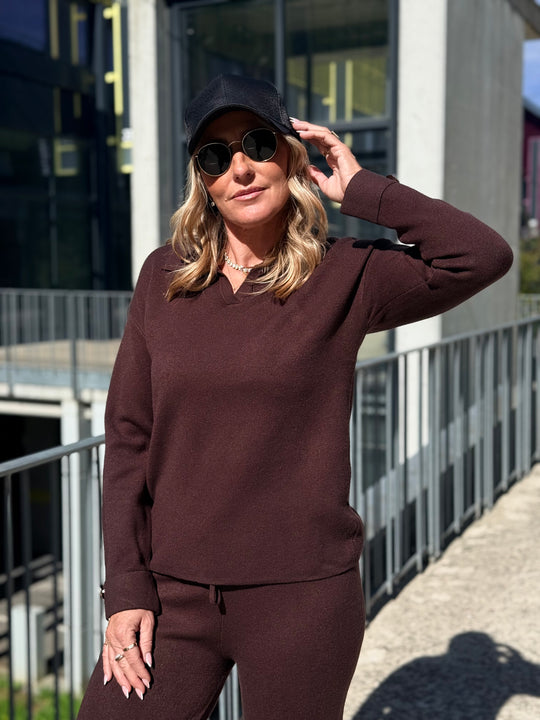 Ensemble pull col polo + pantalon W2606