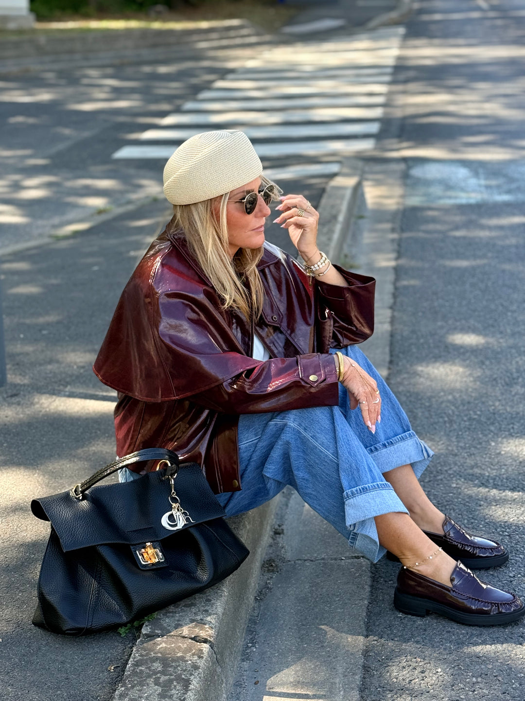 Veste cape similicuir Bordeaux 526