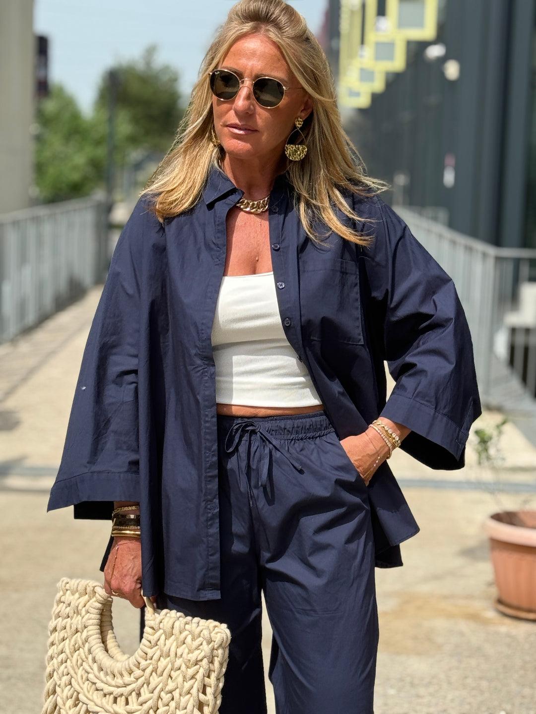Chemise oversize bleu marine 970