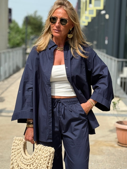 Chemise oversize bleu marine 970