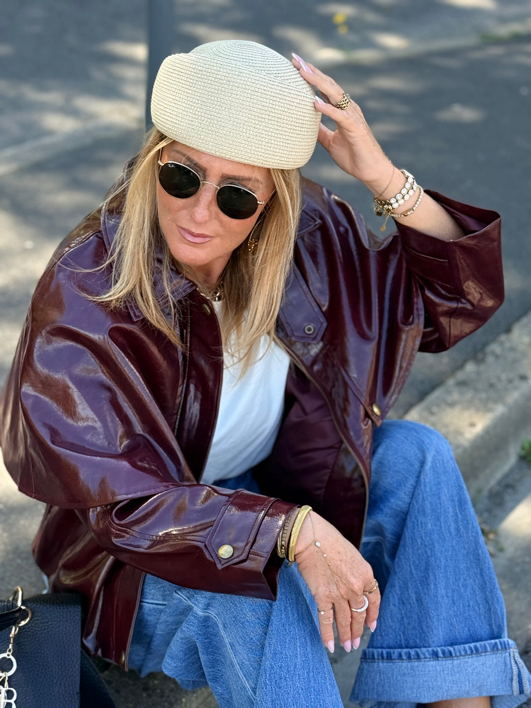 Veste cape similicuir Bordeaux 526