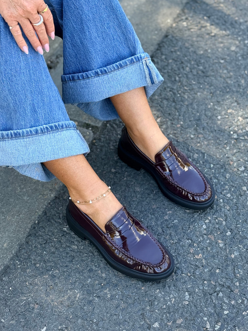 Moccasin brillant Bordeaux (taille petit)