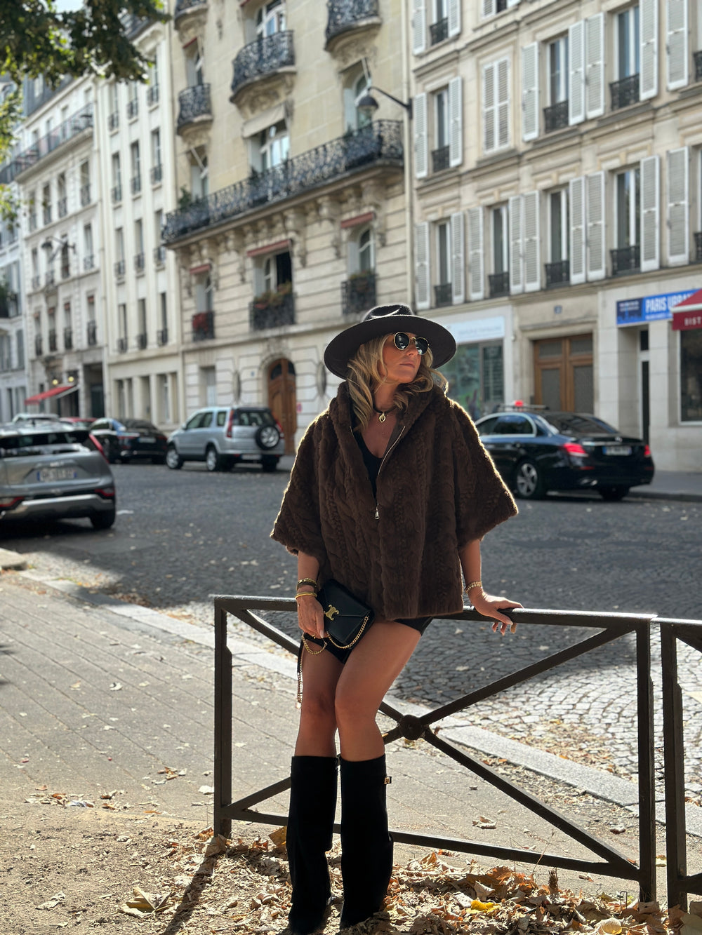 Veste fourrure tressé capuche Choco Abella 3113