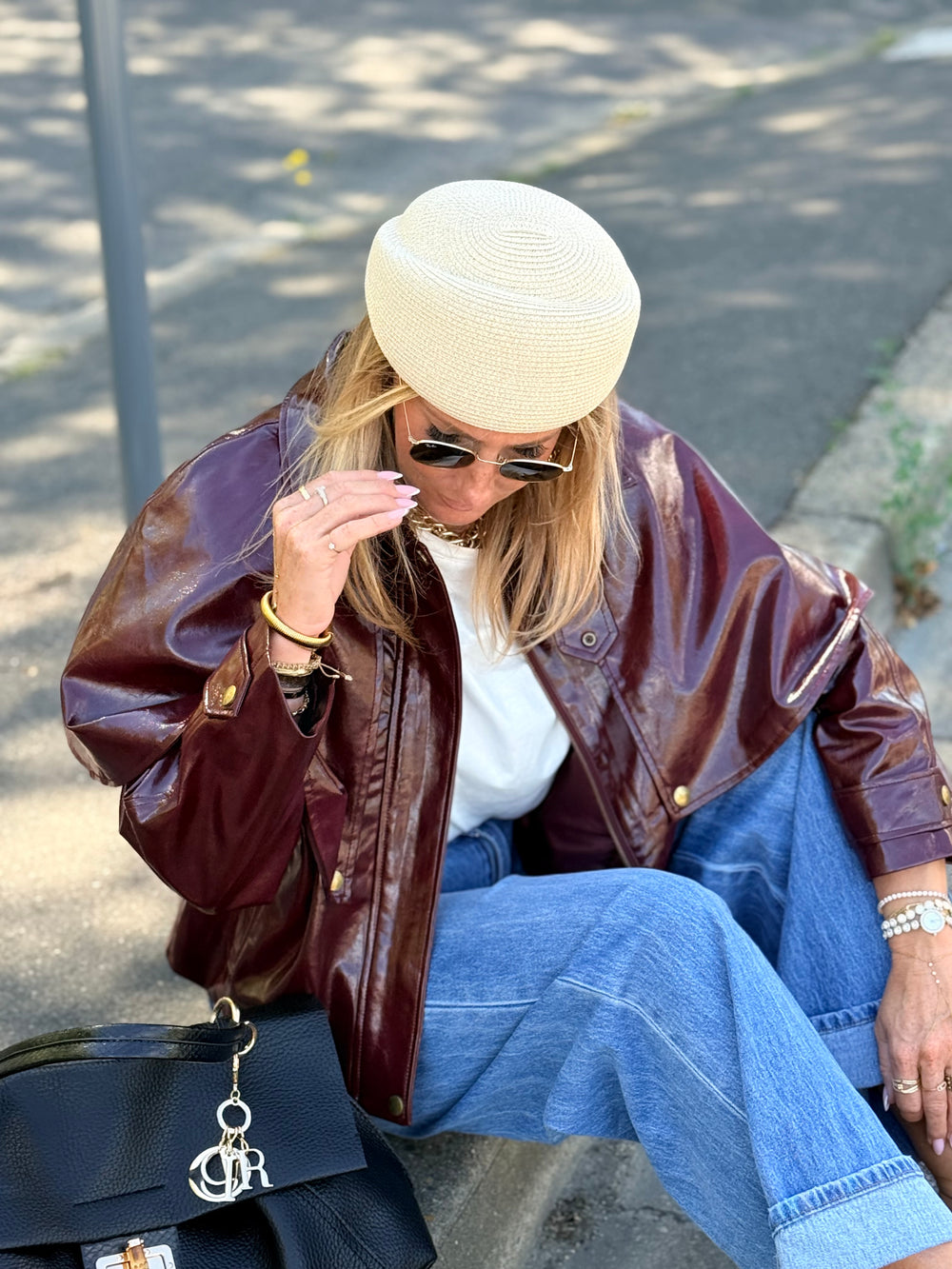 Veste cape similicuir Bordeaux 526