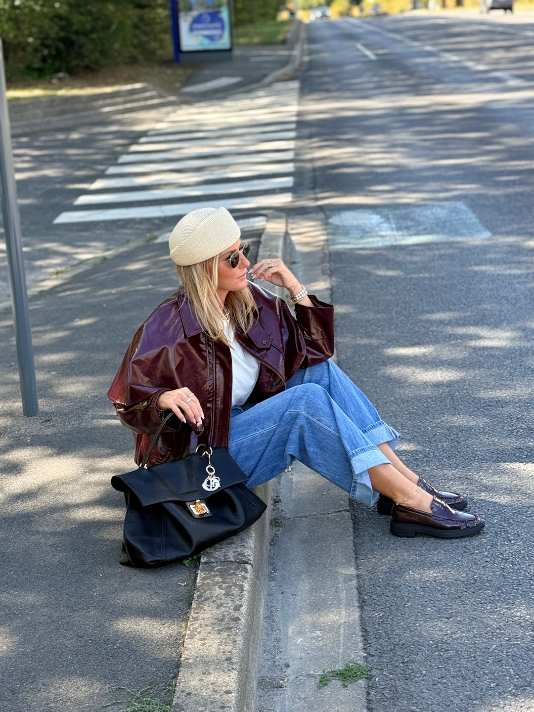 Veste cape similicuir Bordeaux 526