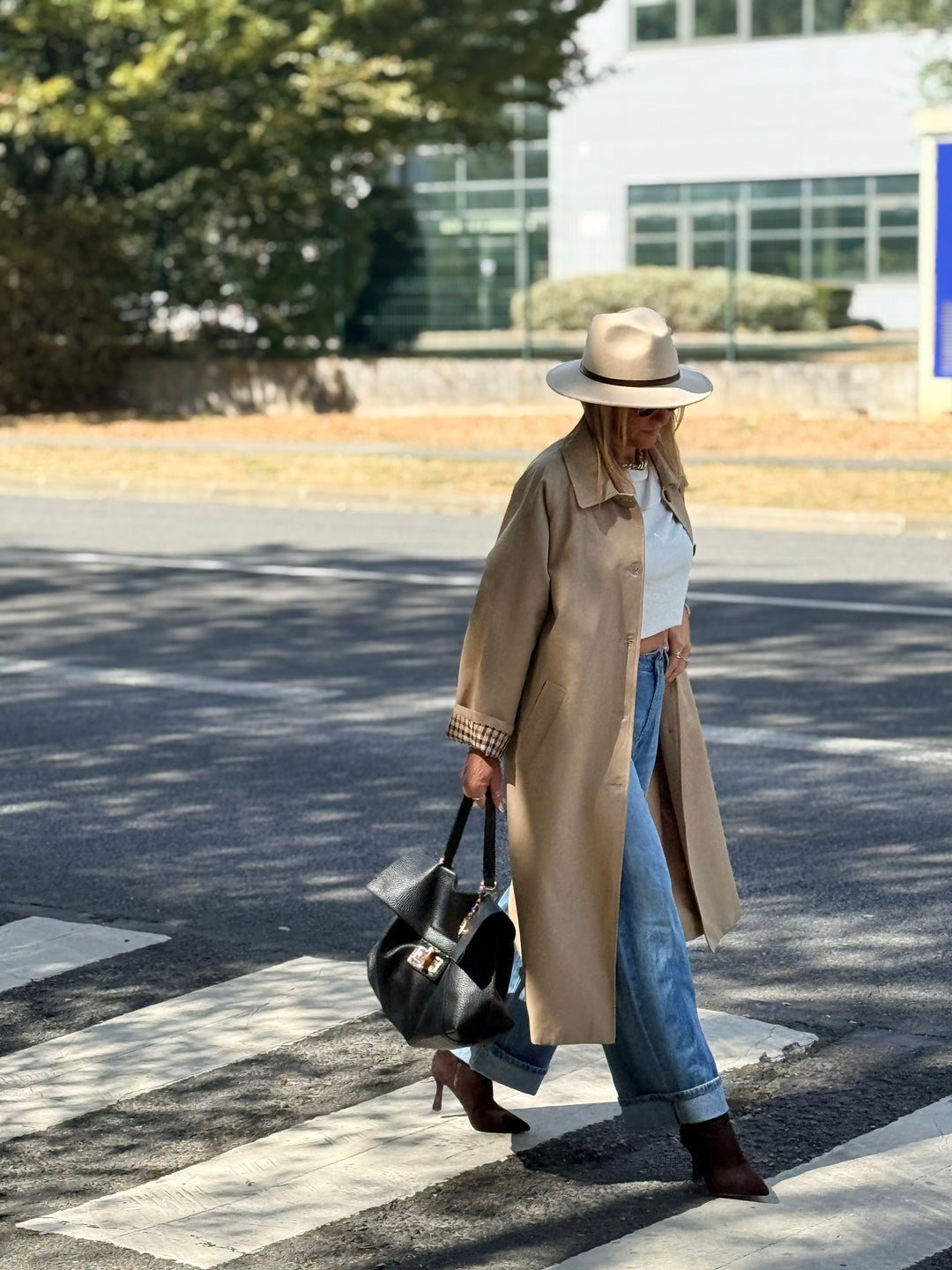 Trench Taupe manche rever carreaux 6501