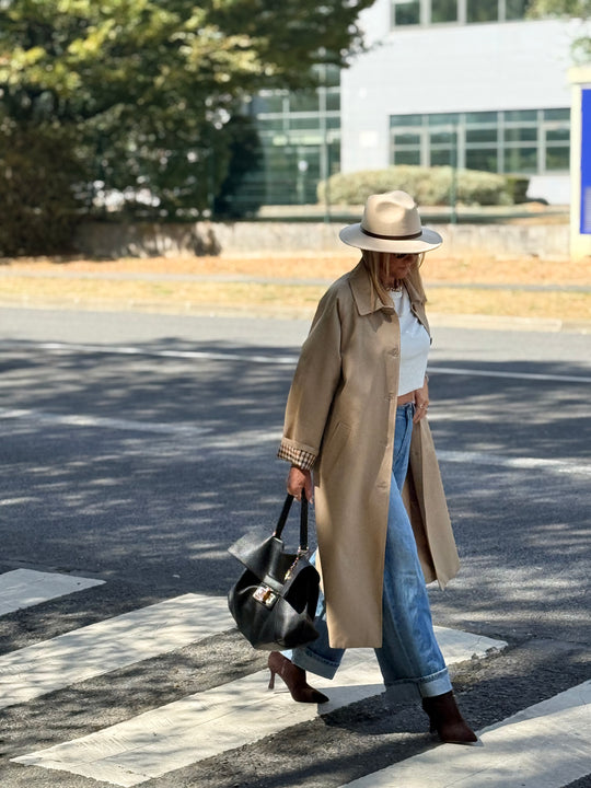 Trench Taupe manche rever carreaux 6501