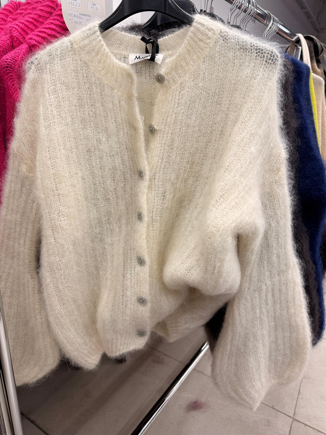 Pull/gilet baby mohairs manche bouffante