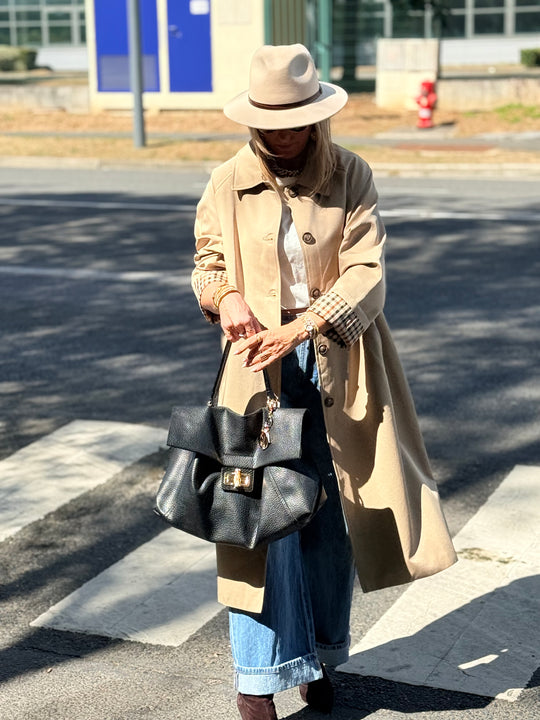 Trench Taupe manche rever carreaux 6501