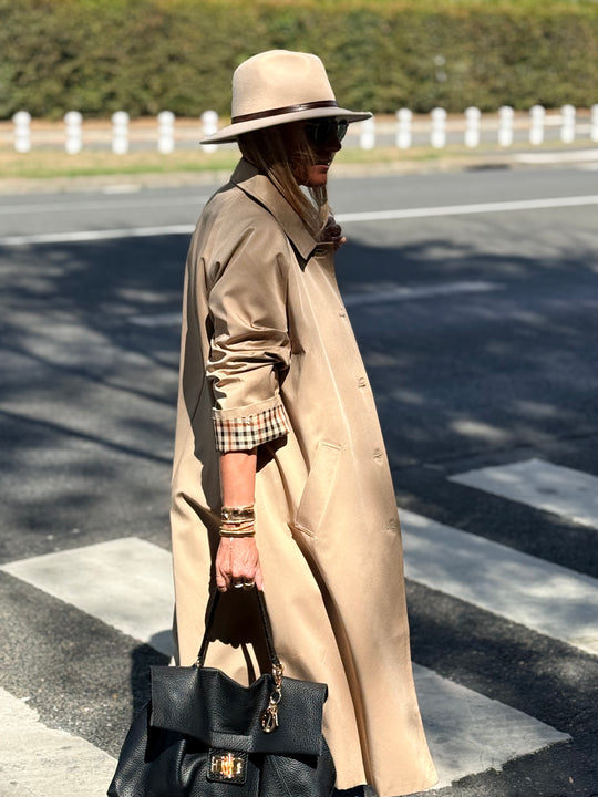 Trench Taupe manche rever carreaux 6501