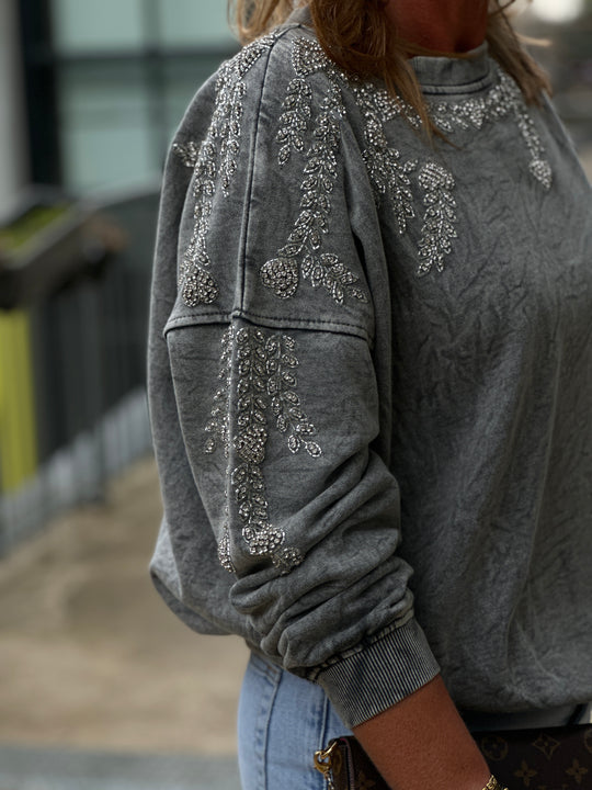 Sweat gris bijoux