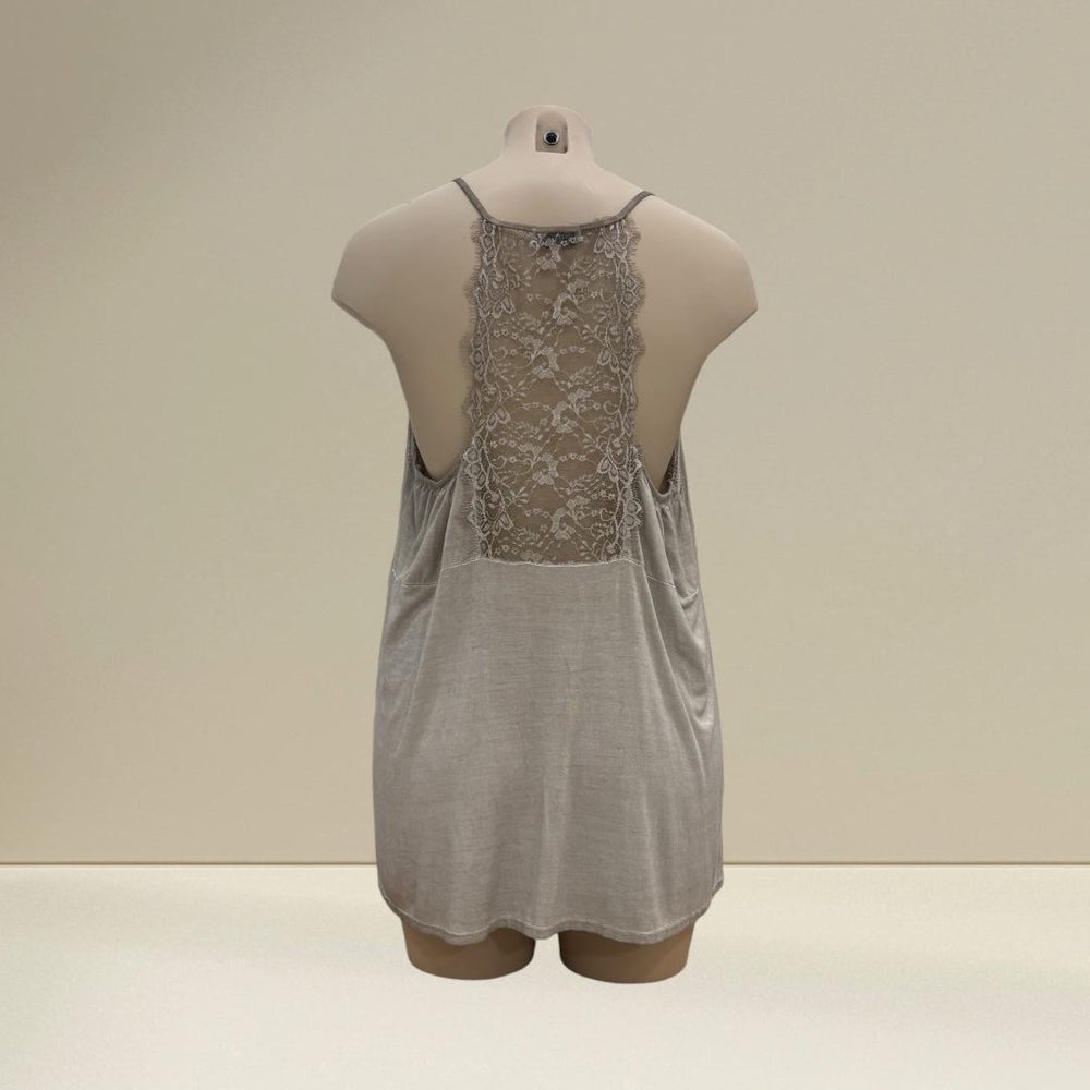 Top dentelle dos bretelle taupe