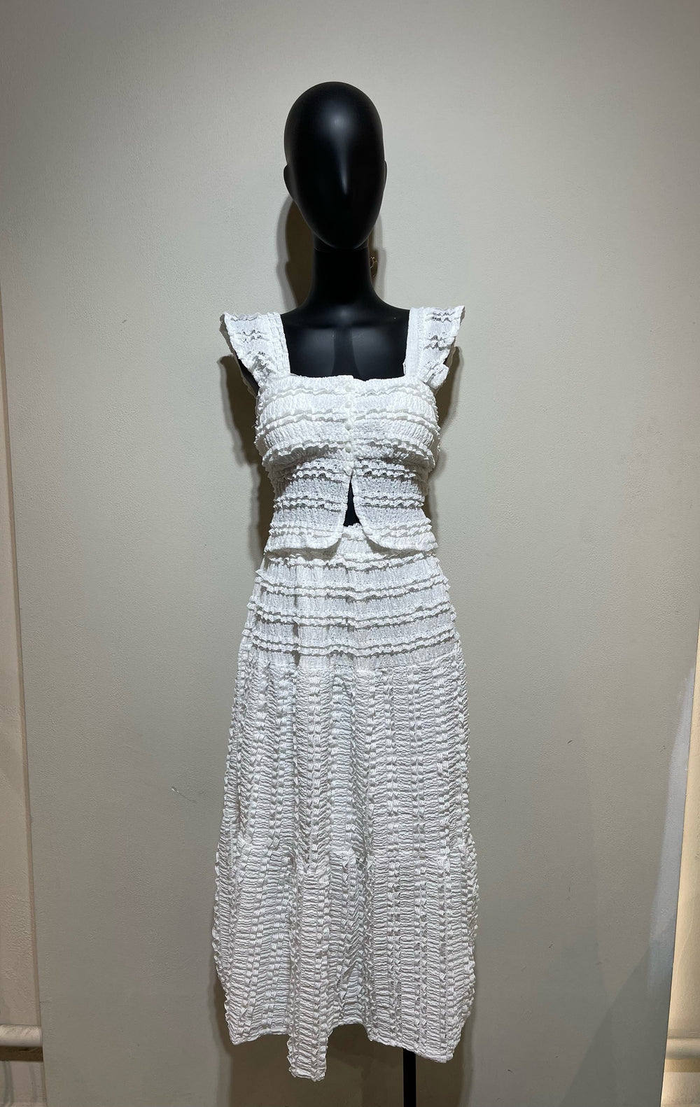 Ensemble jupe top bretelle blanc 9669