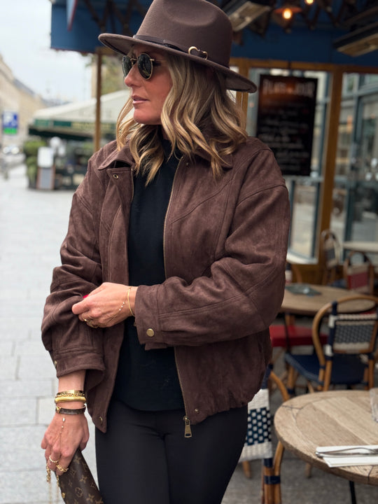 Veste choco effet daim doudoune 62513