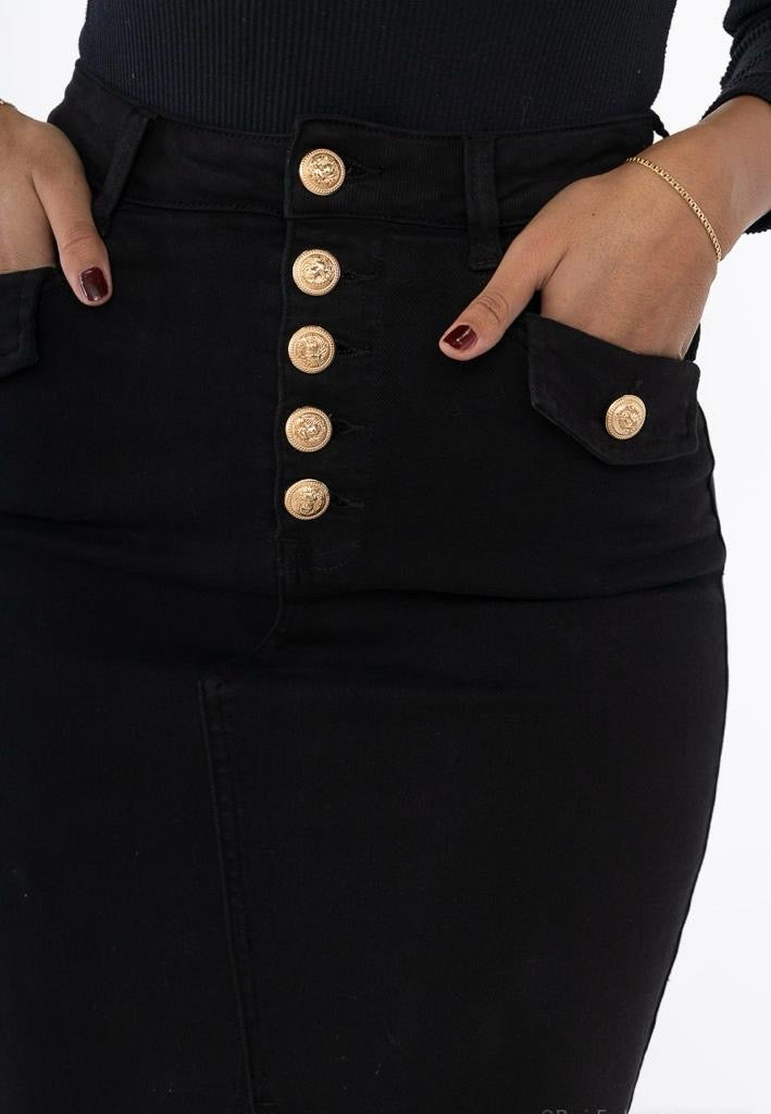 Jupe tube jean Noir D2868