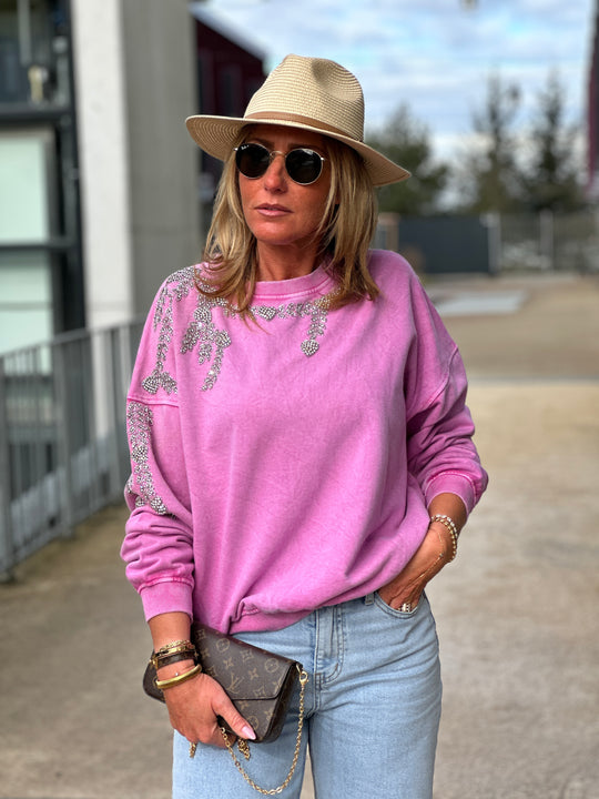 Sweat mauve bijoux